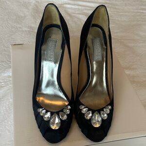 Badgley Mischka Black Crystal Embellished Heels